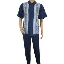 Men Silversilk 2pc Walking Leisure Matching Suit Italian Woven Knits 71003 Navy image 5