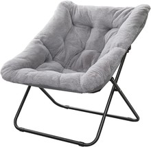 Givjoy Moon Chair With Metal Frame, Soft Faux Fur Oversized Folding, And Dorm. - £77.64 GBP