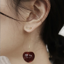 Cherry Dangle Earrings, Dangle Drop Fruit Earrings, Cute Cherry Earrings - £10.26 GBP