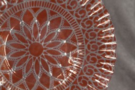Hand Blown Studio Art Fused Pattern Glass SYDENSTRICKER Pink Lace Crimpe... - $37.00