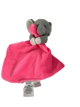 Carters Gray Elephant Pink Lovey Plush Rattle Stripe Satin Underside Baby Toy - £14.86 GBP