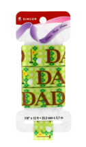 NEW Singer Ribbon golf DAD design on green 7/8 inx12 ft polyester satin fabric  - £1.99 GBP