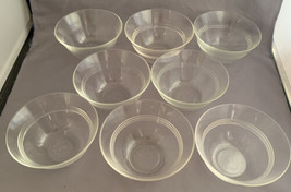 Pyrex Clear Glass Custard Cups Ramekin Bowls #445 3 Rings Set of 8  - $15.00