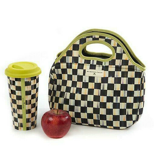 MacKenzie Childs Courtly Check Neoprene Lunch Tote Bag Farmhouse Christmas Gift - $99.99