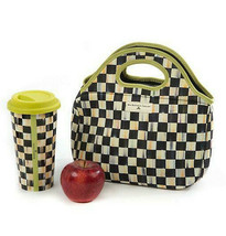 MacKenzie Childs Courtly Check Neoprene Lunch Tote Bag Farmhouse Christmas Gift - £80.17 GBP