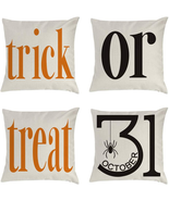 Trick or Treat Saying Orange Black Pillow Cover for Halloween Decor 18x1... - £18.91 GBP