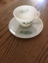 Anchor Hocking Glass Fire King Bonnie Blue Carnation Cup and Saucer - $6.75