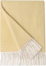 Bourina Decorative Herringbone Faux Cashmere Fringe Throw Blanket, Yellow - £27.84 GBP