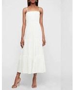 New Express Off White Textured Cotton Shoulder Tie Tiered Maxi Dress M L - £56.08 GBP