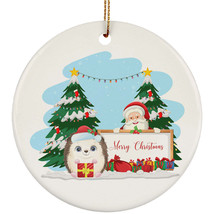 Merry Christmas Cute Hedgehog &amp; Santa Ornament Xmas Gift Decor For Animal Lover - £11.78 GBP