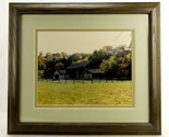 Vintage Country Farm Art Print, Abandoned Livestock Barn, Wooden Frame, ... - $39.15