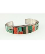 Vtg. Navajo Inlay with Orange Spiny, Turquoise &amp; Black Jet Cuff Bracelet... - €810,33 EUR