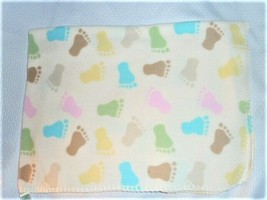 CIRCO MICROFLEECE MICRO FLEECE BABY BLANKET CREAM FEET FOOT PRINT FOOTPRINT - £39.61 GBP