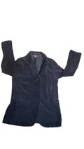 J. Jill Large Petite Blue Boyfriend Jacket Blazer Corduroy Velvet Trim Buttons - £30.27 GBP