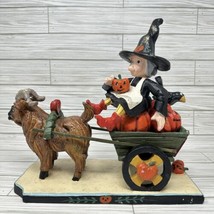 House of Hatten VTG 1994 Denise Calla Witch Wagon Pumpkins Ram Halloween Decor - £100.75 GBP