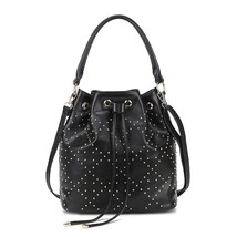 2021 New Drawstring Women Leather Handbags Rivet Bucket Bags For Female Fashion  - £51.07 GBP