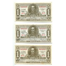 Bolivia 1952 Banknote Lot of 3 Bills Un Boliviano Law of 1928 2nd Issue W15 - $14.70