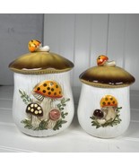 Vintage Set of 2 Sears Roebuck Merry Mushroom Canister 1970s - $110.95