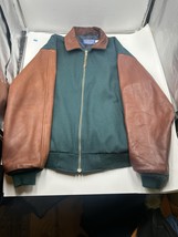 Vintage Pendleton Bomber Varsity Jacket Wool Sleeves Leather Size Large ... - $207.31 CAD