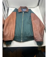 Vintage Pendleton Bomber Varsity Jacket Wool Sleeves Leather Size Large L RARE - $148.49