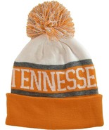 Tennessee Wide Stripe Winter Knit Pom Beanie Hat (White/Orange) - £15.94 GBP