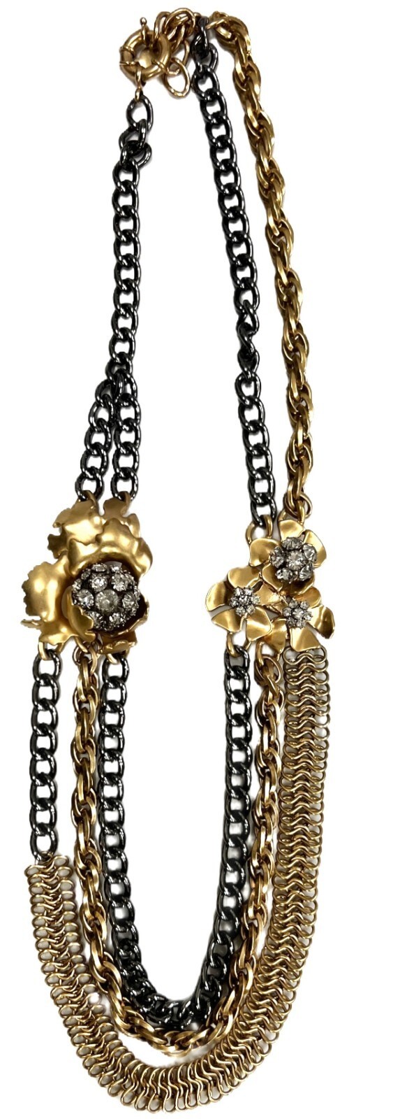 J.Crew Jumbo Crystal Blooms 3D Statement Necklace LONG RARE BIG Item image 13
