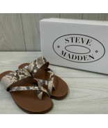 Steve Madden Athens Strappy Flat Sandal Natural Snake Faux Leather 7.5 N... - £12.57 GBP