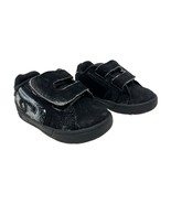 DC sneakers toddler size 5W black graffiti white logo adjustable one str... - £19.72 GBP