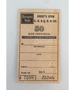 Vintage Burlington Agent&#39;s Stub - 50 Ride Individual Commutation Ticket - $5.00