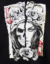 DOM King Queen Cards Roses  &amp; Skull Gothic Graphic T-Shirt Black Size 3XL - $29.65