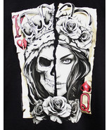 DOM King Queen Cards Roses  &amp; Skull Gothic Graphic T-Shirt Black Size 3XL - £22.60 GBP