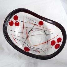 Fused Glass Bowl Trinket Dish Handmade Hobbyist Piece Abstract Line Dot Design - £22.58 GBP