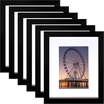 8X10 Picture Frame Black Set of 6, Display Pictures 5X7 with Mat or 8X1 - $67.71 CAD