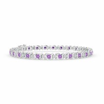 ANGARA S Curl Amethyst and Diamond Tennis Bracelet for Women in 14K Solid Gold - £1,467.74 GBP