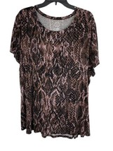 Maurices Womens Shirt Size 2xl Black Snake Print Short Sleeve Knit Top Norm Core - £15.29 GBP