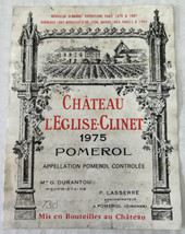 Chateau Leglise-Clinet 1975 Pomerol Vintage Wine Bottle Label Ephemera - $9.85