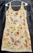 Ann Taylor Tank Dress Womens Size Petite 4 Cream Floral 100% Rayon Back Zipper - £18.36 GBP