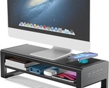 2 Tiers Monitor Stand With Auto Charging Pad, Monitor Riser With 4 Usb 3... - $190.99
