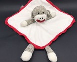 Baby Starters Sock Monkey Lovey Rattle Red Trim Security Blanket Soother... - £7.98 GBP