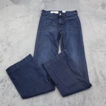 H M Jeans Womens 27 Blue Flared Mid Rise Button Zip Pocket Dark Wash Denim Pants - £20.55 GBP