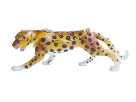 Jeweled Enamel Pewter Cheetah Panther Trinket Jewelry Box by TerraCottag... - $26.97