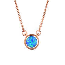 Blue Opal &amp; 18K Rose-Gold Plated Round Pendant Necklace - £12.81 GBP