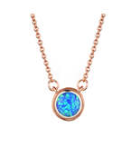 Blue Opal &amp; 18K Rose-Gold Plated Round Pendant Necklace - £12.63 GBP
