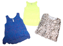 Lot of 3 Girls Shirts Tops Size 10-12 Cherokee Old Navy Gold Blue Neon Summer - £10.59 GBP