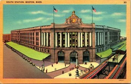 South Station Boston Massachusetts MA Linen Postcard E1 - £3.07 GBP