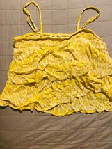 Xhiliration Womens crop ruffled spaghetti strap blouse yellow print medium - £6.29 GBP