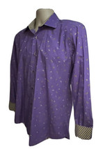Jared Lang Mens Purple Paisley Button Up Shirt Medium Contrast Flip Cuff... - £19.73 GBP