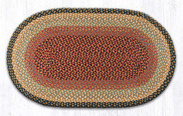 Earth Rugs C-57 Burgundy Gray Cream Oval Braided Rug 27&quot; x 45&quot; - £55.38 GBP