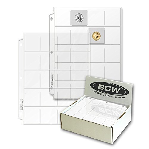 BCW Vinyl 20 Pocket Binder Pages for 2" x 2" Coin Flips or Photo Slides Qty: 20