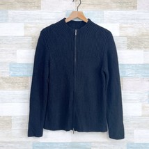 Mariele Waithe Cashmere Zip Sweater Jacket Black Plush Multi-Ply Womens ... - $138.59